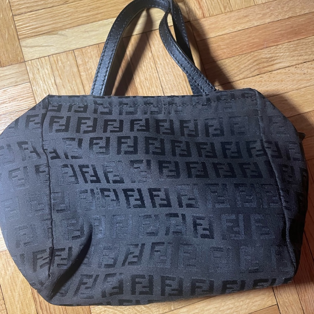Authentic Fendi Zucchino Small Tote Black